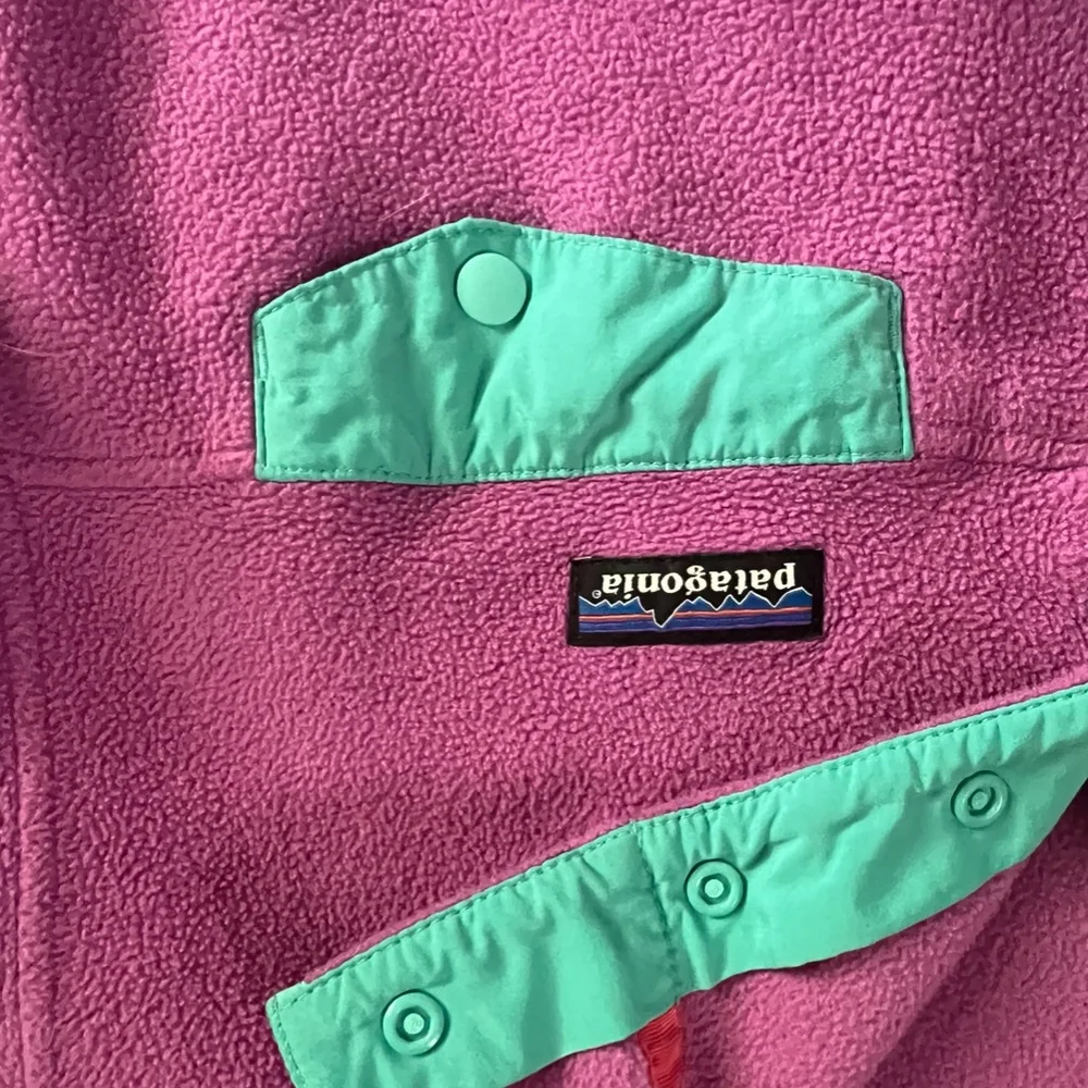 Patagonia Womens Synchilla Jacket Pink XL Lightweight Snap T Pullover Fleece - Picture 3 of 4